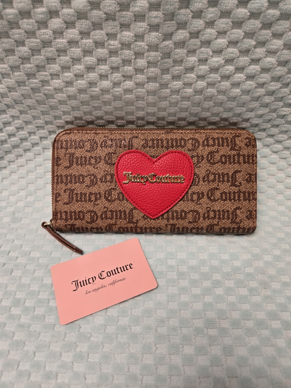 Juicy Couture Brown Monogram Wallet with Red Heart